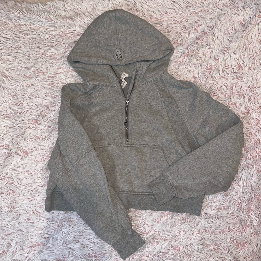 Lululemon Gray Scuba Half Zip Crop Hoodie